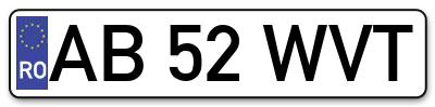 Placuta inmatriculare numar auto  AB-52-WVT, AB 52 WVT, AB52WVT