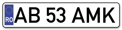 Placuta inmatriculare numar auto  AB-53-AMK, AB 53 AMK, AB53AMK