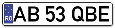 Placuta inmatriculare numar auto  AB-53-QBE, AB 53 QBE, AB53QBE