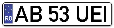 Placuta inmatriculare numar auto  AB-53-UEI, AB 53 UEI, AB53UEI