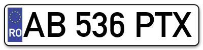 Placuta inmatriculare numar auto  AB-536-PTX, AB 536 PTX, AB536PTX