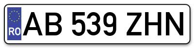 Placuta inmatriculare numar auto  AB-539-ZHN, AB 539 ZHN, AB539ZHN