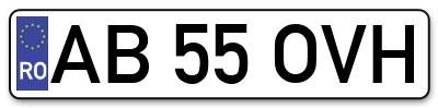 Placuta inmatriculare numar auto  AB-55-OVH, AB 55 OVH, AB55OVH