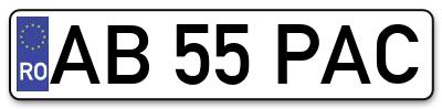 Placuta inmatriculare numar auto  AB-55-PAC, AB 55 PAC, AB55PAC