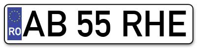 Placuta inmatriculare numar auto  AB-55-RHE, AB 55 RHE, AB55RHE