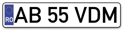 Placuta inmatriculare numar auto  AB-55-VDM, AB 55 VDM, AB55VDM