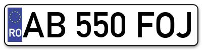 Placuta inmatriculare numar auto  AB-550-FOJ, AB 550 FOJ, AB550FOJ