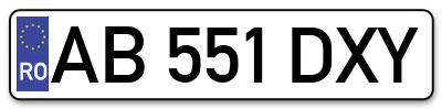 Placuta inmatriculare numar auto  AB-551-DXY, AB 551 DXY, AB551DXY