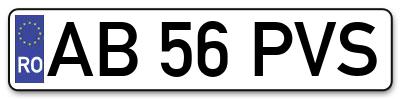 Placuta inmatriculare numar auto  AB-56-PVS, AB 56 PVS, AB56PVS