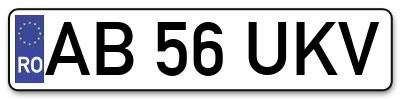 Placuta inmatriculare numar auto  AB-56-UKV, AB 56 UKV, AB56UKV