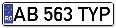 Placuta inmatriculare numar auto  AB-563-TYP, AB 563 TYP, AB563TYP