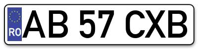 Placuta inmatriculare numar auto  AB-57-CXB, AB 57 CXB, AB57CXB