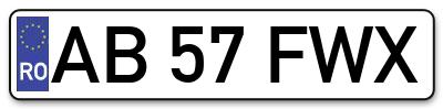 Placuta inmatriculare numar auto  AB-57-FWX, AB 57 FWX, AB57FWX