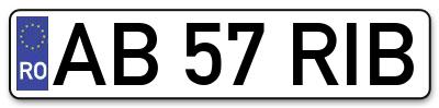 Placuta inmatriculare numar auto  AB-57-RIB, AB 57 RIB, AB57RIB