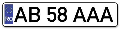 Placuta inmatriculare numar auto  AB-58-AAA, AB 58 AAA, AB58AAA