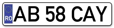 Placuta inmatriculare numar auto  AB-58-CAY, AB 58 CAY, AB58CAY