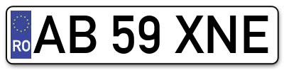 Placuta inmatriculare numar auto  AB-59-XNE, AB 59 XNE, AB59XNE
