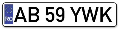 Placuta inmatriculare numar auto  AB-59-YWK, AB 59 YWK, AB59YWK