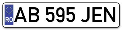Placuta inmatriculare numar auto  AB-595-JEN, AB 595 JEN, AB595JEN
