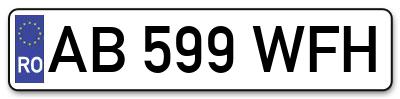 Placuta inmatriculare numar auto  AB-599-WFH, AB 599 WFH, AB599WFH