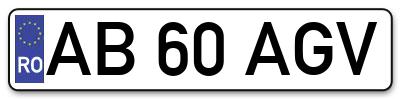 Placuta inmatriculare numar auto  AB-60-AGV, AB 60 AGV, AB60AGV