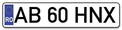 Placuta inmatriculare numar auto  AB-60-HNX, AB 60 HNX, AB60HNX