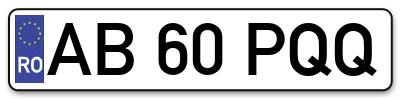 Placuta inmatriculare numar auto  AB-60-PQQ, AB 60 PQQ, AB60PQQ