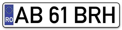 Placuta inmatriculare numar auto  AB-61-BRH, AB 61 BRH, AB61BRH