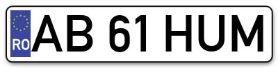 Placuta inmatriculare numar auto  AB-61-HUM, AB 61 HUM, AB61HUM