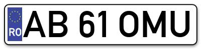 Placuta inmatriculare numar auto  AB-61-OMU, AB 61 OMU, AB61OMU
