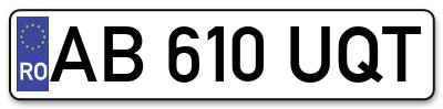 Placuta inmatriculare numar auto  AB-610-UQT, AB 610 UQT, AB610UQT
