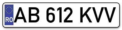 Placuta inmatriculare numar auto  AB-612-KVV, AB 612 KVV, AB612KVV