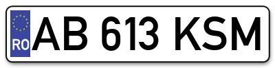 Placuta inmatriculare numar auto  AB-613-KSM, AB 613 KSM, AB613KSM