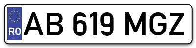 Placuta inmatriculare numar auto  AB-619-MGZ, AB 619 MGZ, AB619MGZ