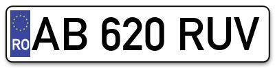 Placuta inmatriculare numar auto  AB-620-RUV, AB 620 RUV, AB620RUV