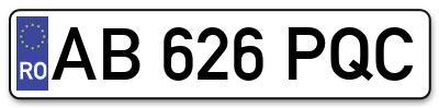 Placuta inmatriculare numar auto  AB-626-PQC, AB 626 PQC, AB626PQC