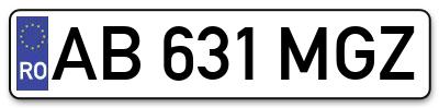 Placuta inmatriculare numar auto  AB-631-MGZ, AB 631 MGZ, AB631MGZ