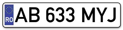 Placuta inmatriculare numar auto  AB-633-MYJ, AB 633 MYJ, AB633MYJ