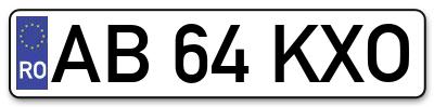 Placuta inmatriculare numar auto  AB-64-KXO, AB 64 KXO, AB64KXO