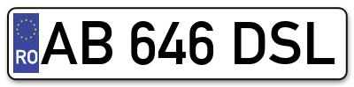 Placuta inmatriculare numar auto  AB-646-DSL, AB 646 DSL, AB646DSL