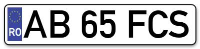 Placuta inmatriculare numar auto  AB-65-FCS, AB 65 FCS, AB65FCS