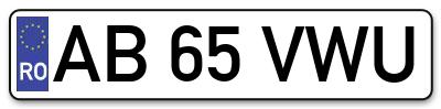Placuta inmatriculare numar auto  AB-65-VWU, AB 65 VWU, AB65VWU