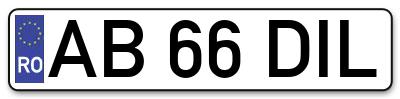 Placuta inmatriculare numar auto  AB-66-DIL, AB 66 DIL, AB66DIL