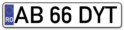 Placuta inmatriculare numar auto  AB-66-DYT, AB 66 DYT, AB66DYT