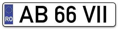 Placuta inmatriculare numar auto  AB-66-VII, AB 66 VII, AB66VII