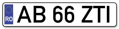 Placuta inmatriculare numar auto  AB-66-ZTI, AB 66 ZTI, AB66ZTI