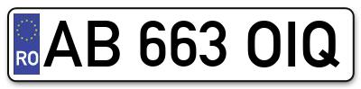 Placuta inmatriculare numar auto  AB-663-OIQ, AB 663 OIQ, AB663OIQ
