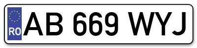 Placuta inmatriculare numar auto  AB-669-WYJ, AB 669 WYJ, AB669WYJ