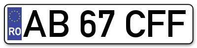 Placuta inmatriculare numar auto  AB-67-CFF, AB 67 CFF, AB67CFF