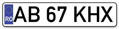 Placuta inmatriculare numar auto  AB-67-KHX, AB 67 KHX, AB67KHX